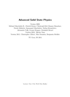 Advanced Solid State Physics