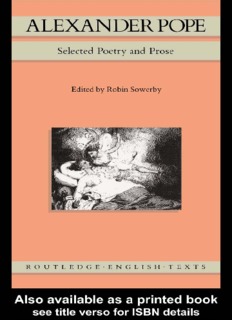 Alexander Pope: Selected Poetry and Prose