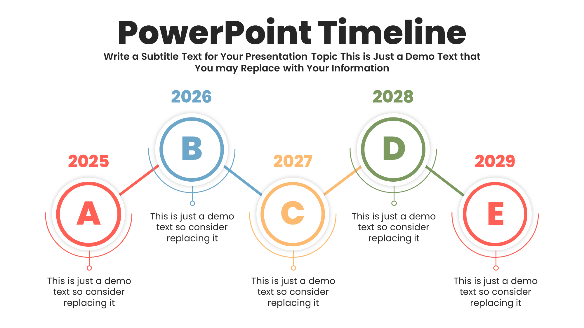 Animated 5 Steps Timeline PowerPoint Template for Presentation