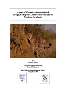 Aspects of Cheetah (Acinonyx jubatus) Biology, Ecology and