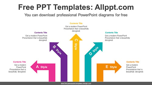 Bent Rising Arrows PPT Diagram