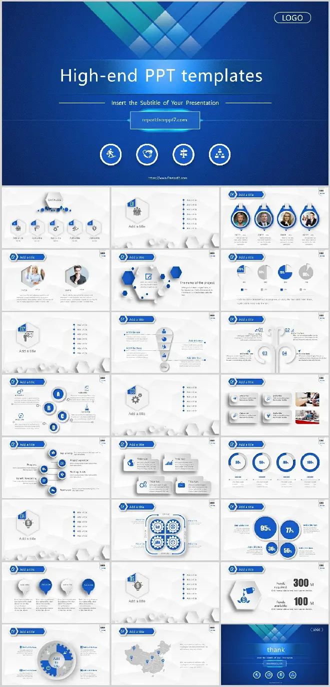 Blue 2.5D Business PowerPoint Templates