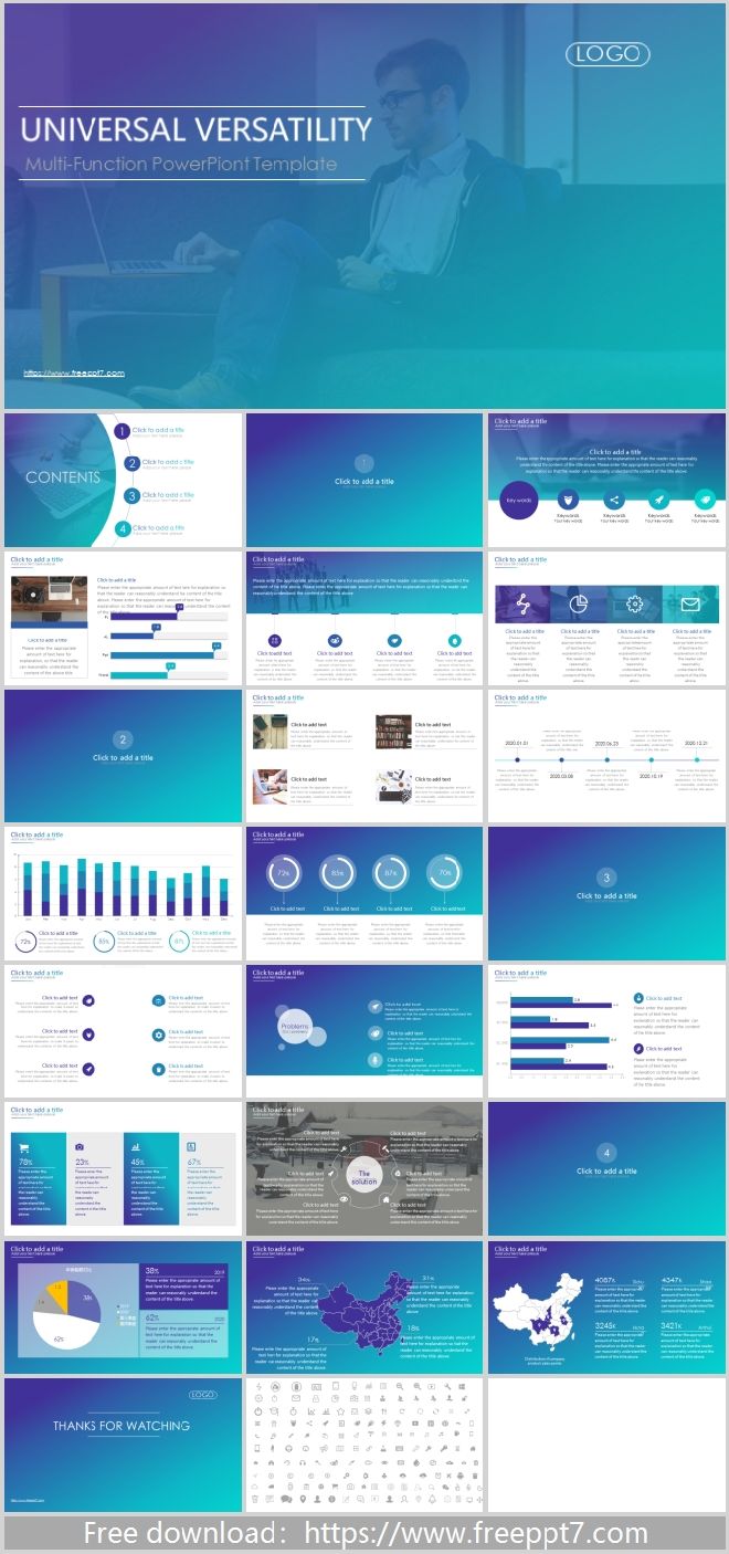 Blue gradient fashion PowerPoint Templates