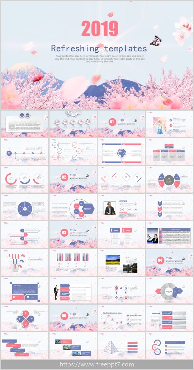 Cherry Blossom and Fuji Mountain Background PPT Template