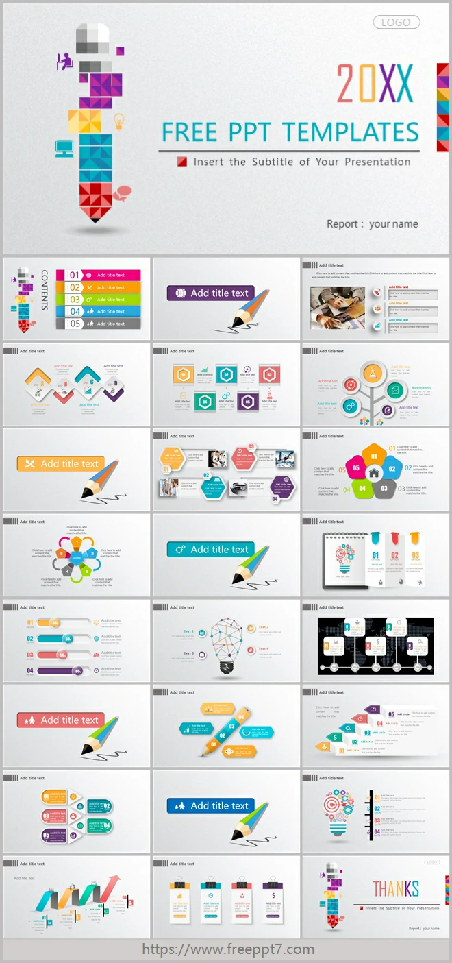 Color Micro Stereo Style Business PPT Templates