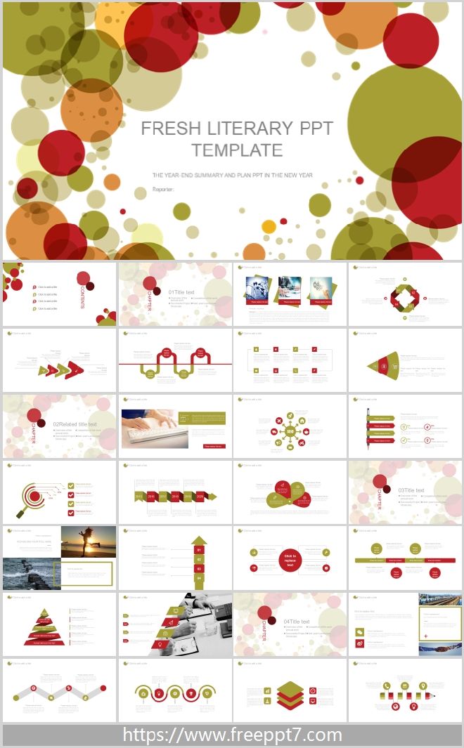 Colored round work report PowerPoint Template