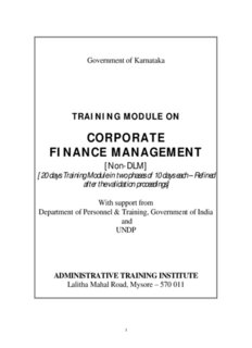 CORPORATE FINANCE MANAGEMENT