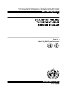 Diet, Nutrition and the Prevention of Chronic Diseases