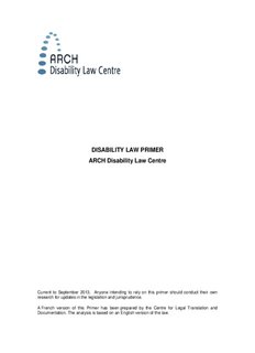 Disability Law Primer (PDF) - ARCH Disability Law Centre