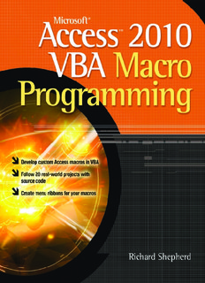 Microsoft Access VBA Macro Programming 