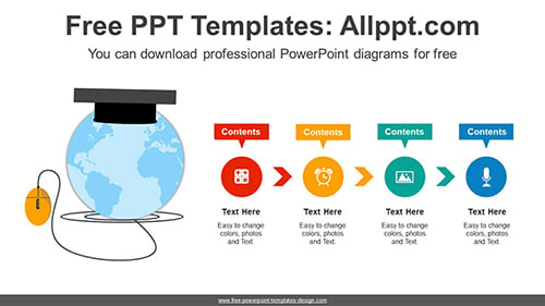 E-Learning Bachelor Cap PPT Diagram