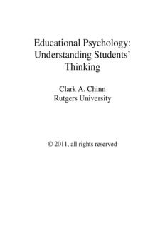 Educational Psychology : Understanding Student's Thinking