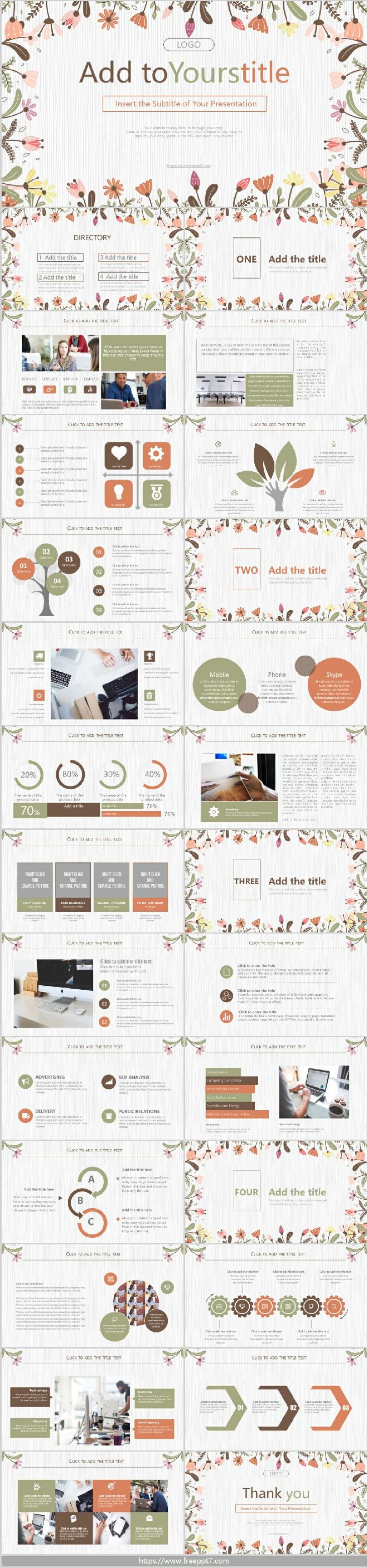 Elegant and beautiful flowers PowerPoint Templates