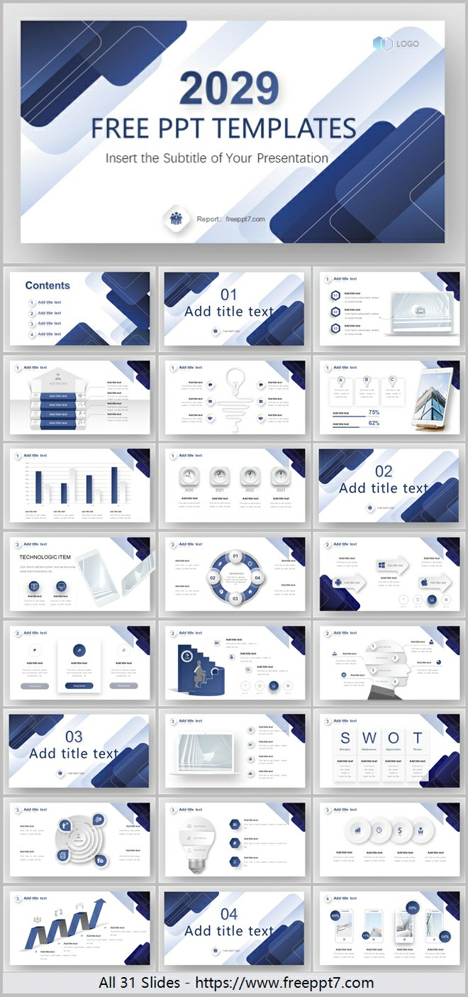 Excellent! Blue Debriefing Report PowerPoint Templates