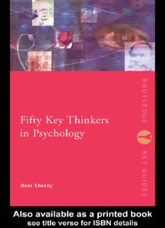 Fifty Key Thinkers in Psychology