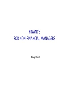 FINANCE FOR NON-FINANCIAL MANAGERS