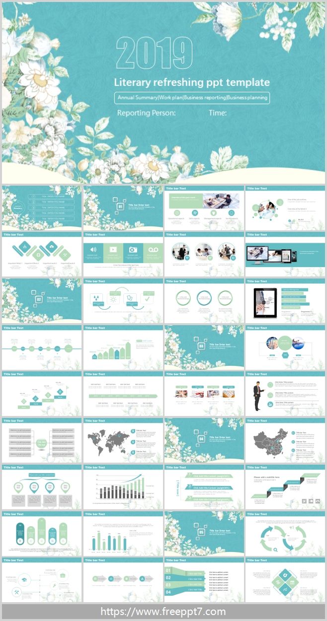 Flower Background PPT Template for Work summary