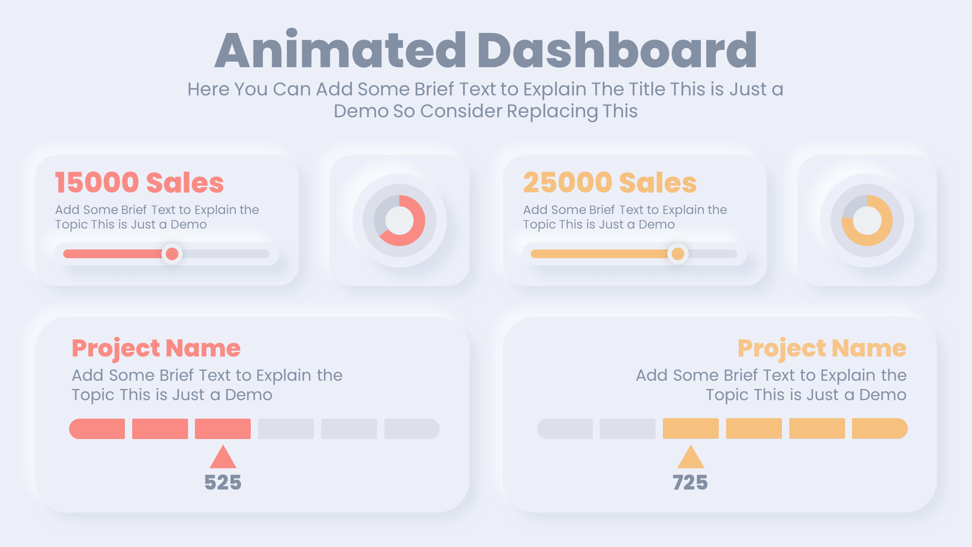 Free Animated PowerPoint KPI Dashboard Template for Neumorphic Presentations