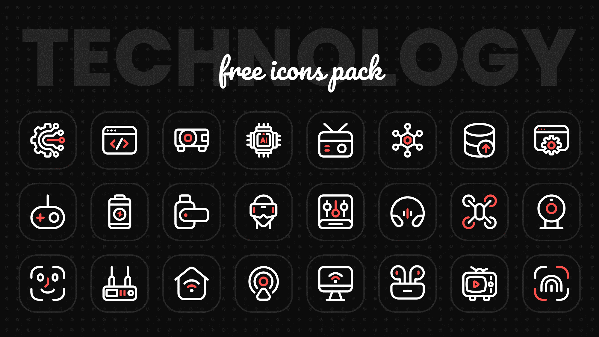 Free Technology Icons Set for PowerPoint, Google Slides, and Illustrator