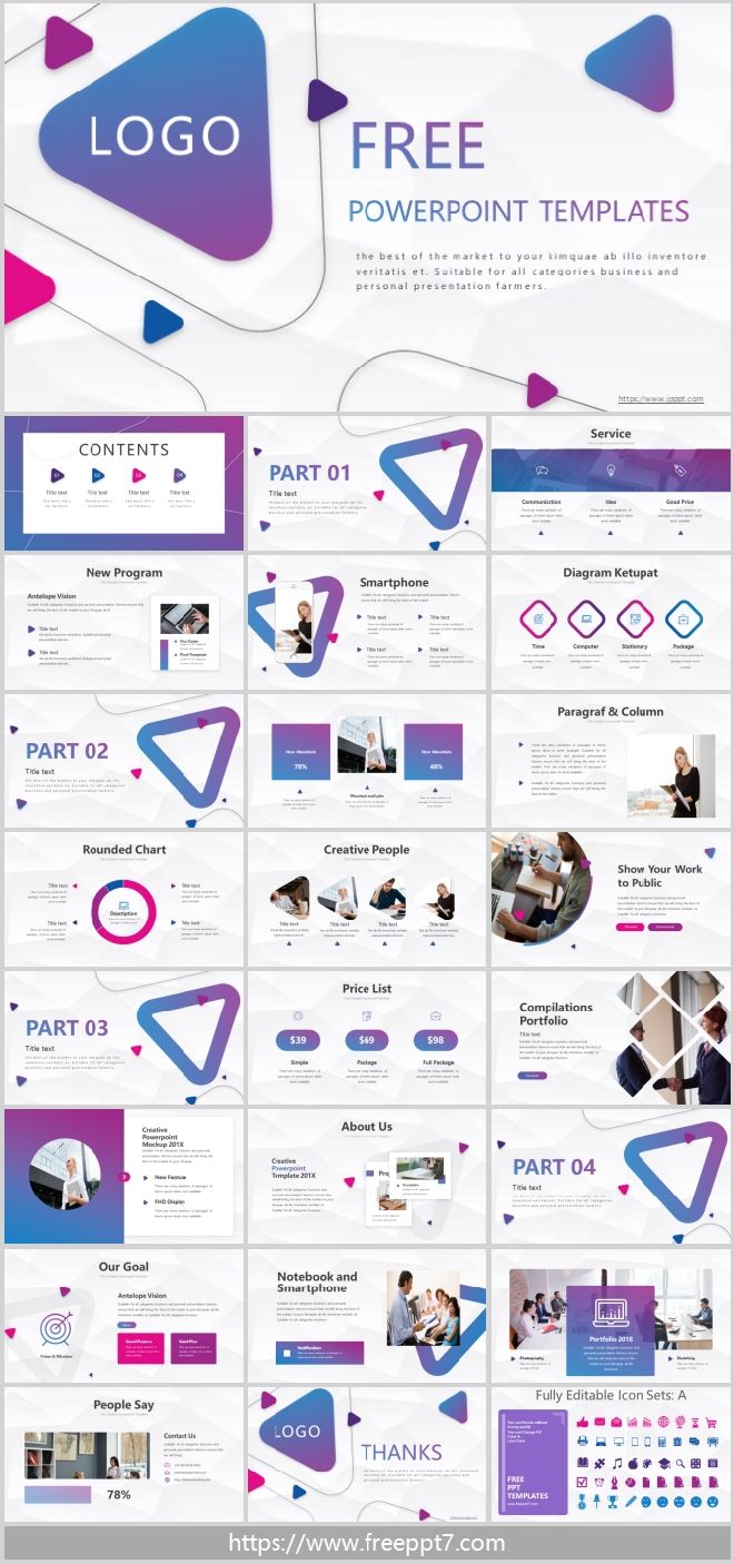 Gradient triangle business PPT templates