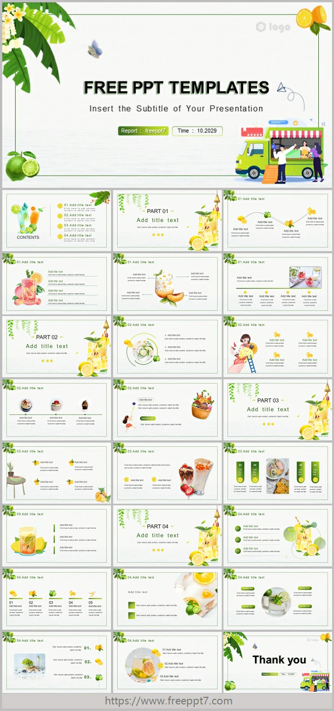 Green Fresh Food Theme PowerPoint Templates