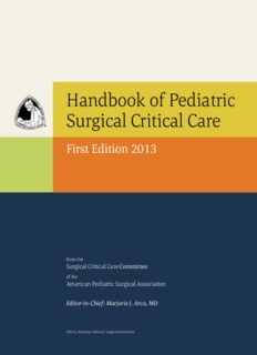 Handbook of Pediatric Surgical Critical Care