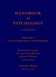 Handbook of Psychology, Volume 6: Developmental Psychology