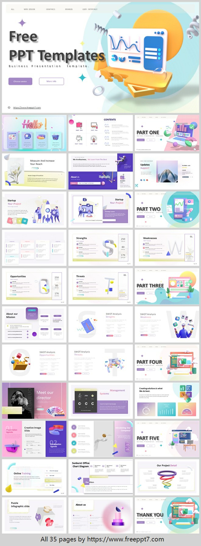 High end! 3D style business PowerPoint templates!