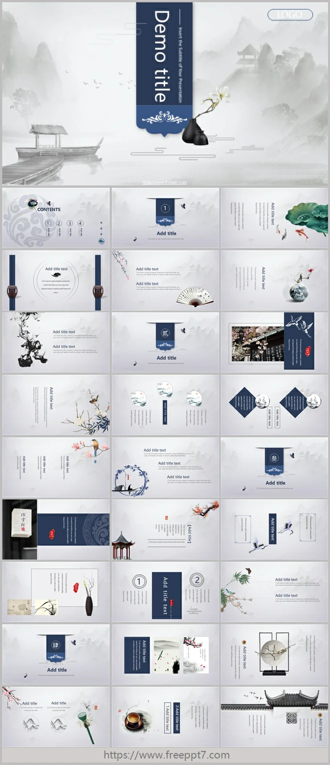 Ink Landscape Chinese Style PowerPoint Templates