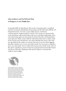 Islam, Judaism, and the Political Role of Religions in the Middle East