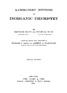 Laboratory Methods of Inorganic Chemistry