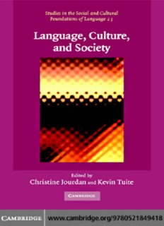 language, culture, and society: key topics in linguistic anthropology