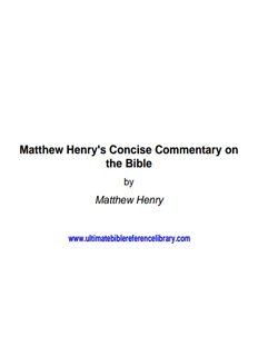 Matthew Henry's Concise Commentary on the Bible