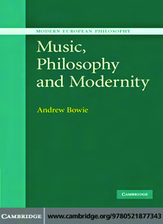 Music, Philosophy And Modernity