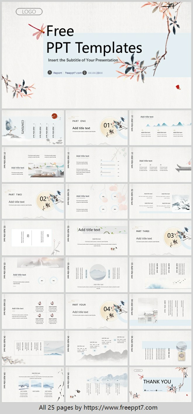 Nice! Simple Chinese style business PowerPoint templates