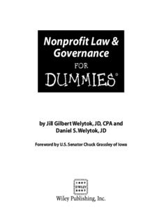 Nonprofit Law & Governance For Dummies.