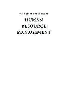 Oxford Handbook of Human Resource Management