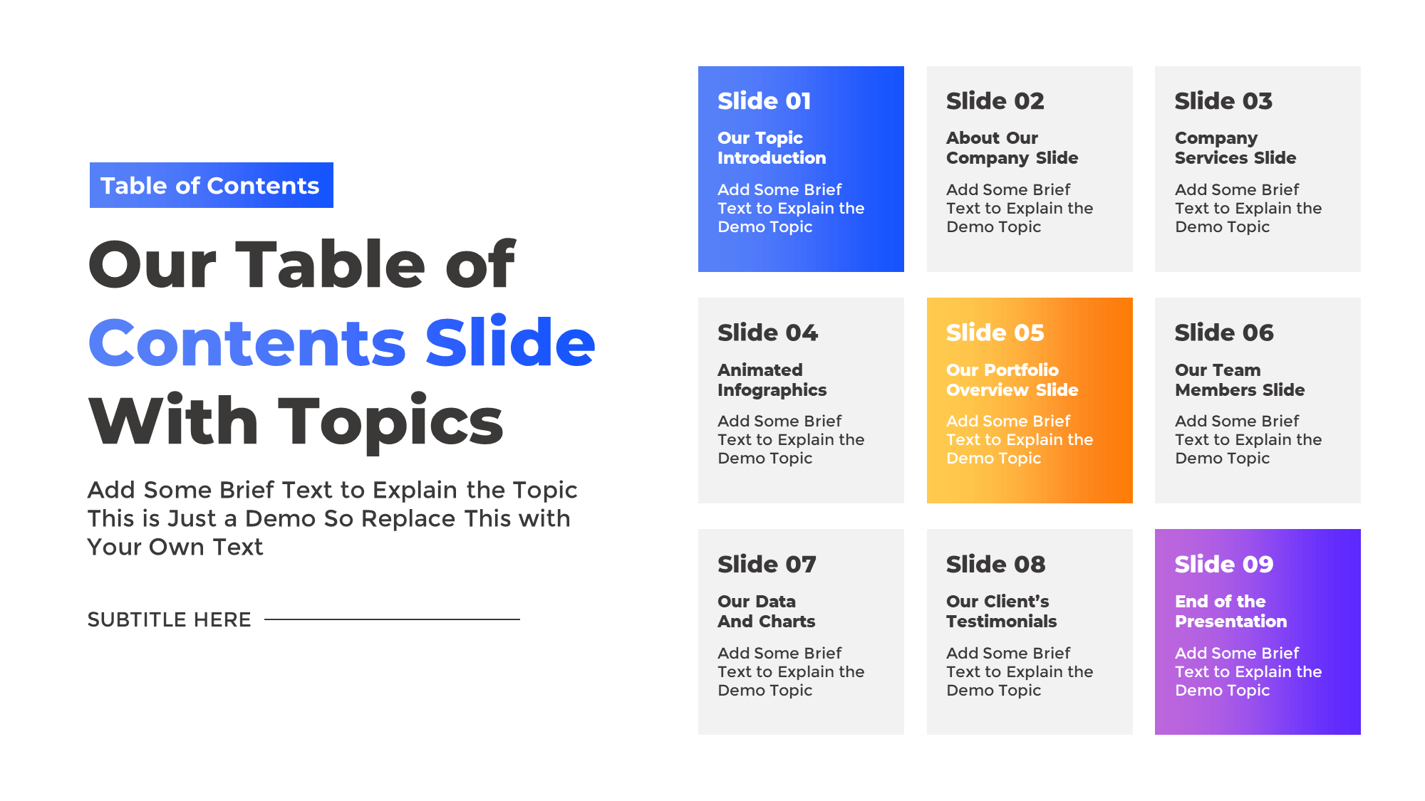 PowerPoint List of Contents Template for Animated Business Presentation Slide