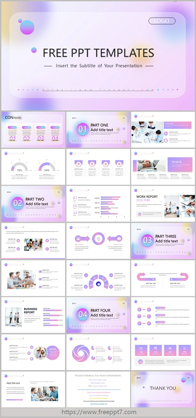 Purple Gradient iOS Style Business PowerPoint Templates