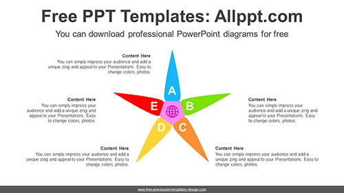 Radial Five Petals PowerPoint Diagram