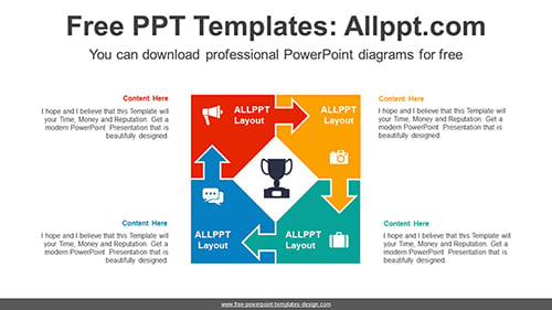 Rotation Right Angle Arrows PPT Diagram