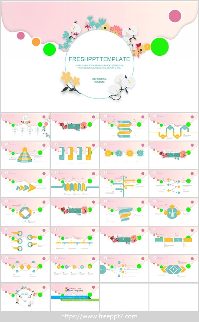 Small fresh literary style PowerPoint Template