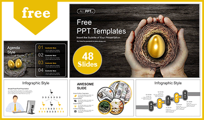 Small Nest Golden Egg PowerPoint Templates