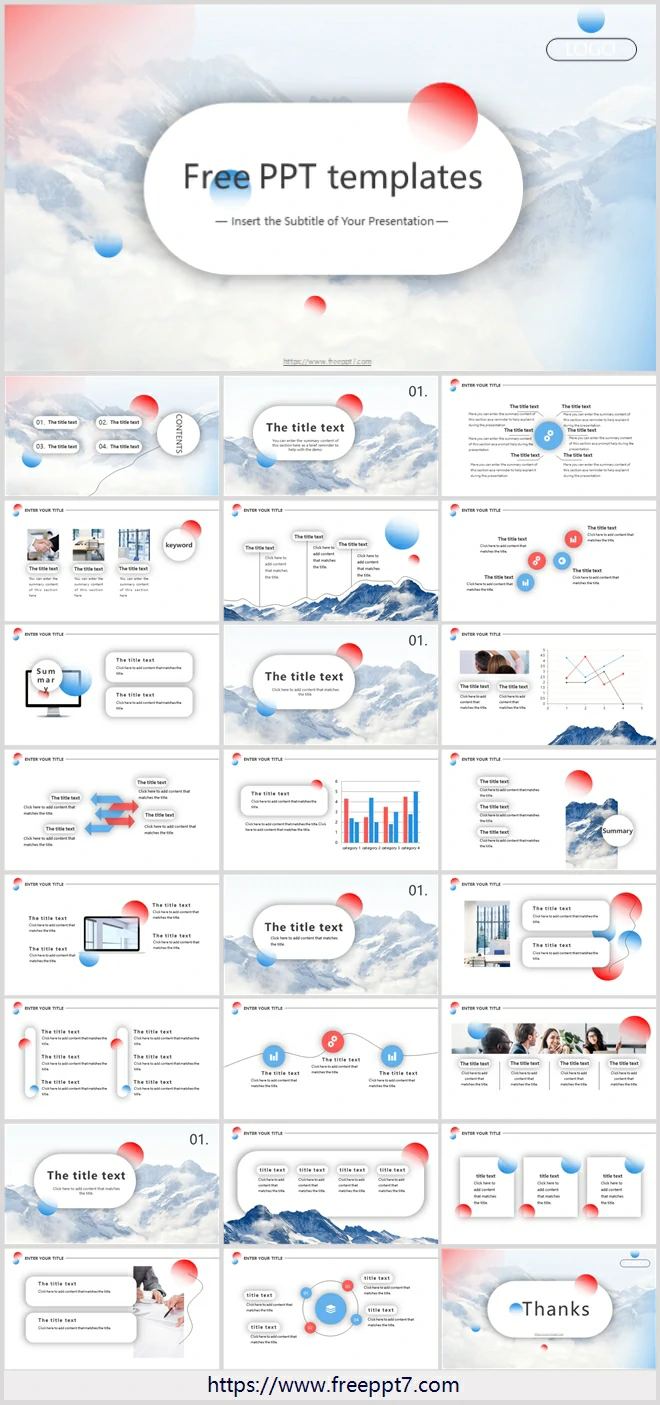 Snow mountain background business PowerPoint Templates