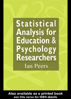 Statistical Analysis for Education and Psychology Researchers