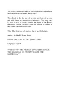 The Religions of Ancient Egypt and Babylonia