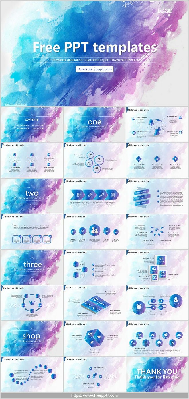 Watercolor style business PowerPoint Templates