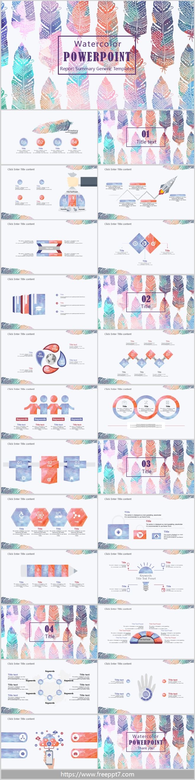 Watercolor style universal PPT template