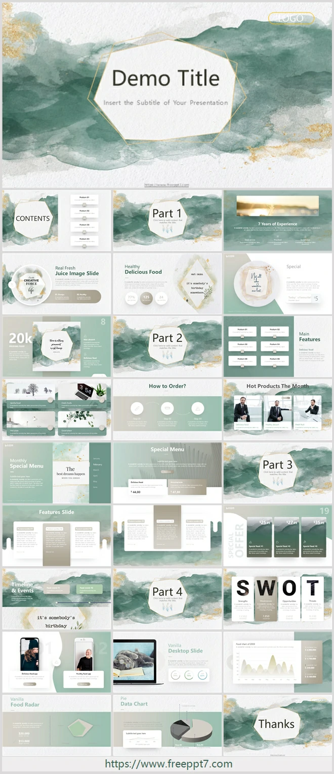 Watercolor texture business PowerPoint templates